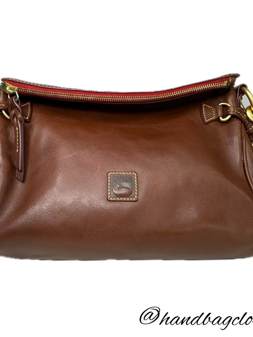 Dooney & Bourke DB Walnut Brown Florentine Leather Fold Over Crossbody Bag
